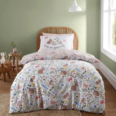 Dunelm RHS Garden Animals Reversible Duvet Cover and Pillowcase Set MultiColoured
