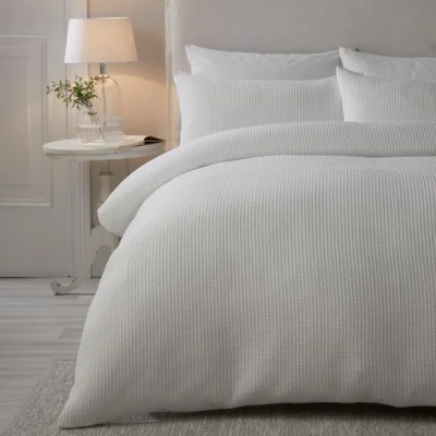 Dunelm Serene Lindly Duvet Cover and Pillowcase Set White