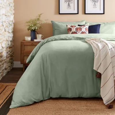 Dunelm Simply Brushed Cotton Sage Green Duvet Cover & Pillowcase Set Sage (Green)