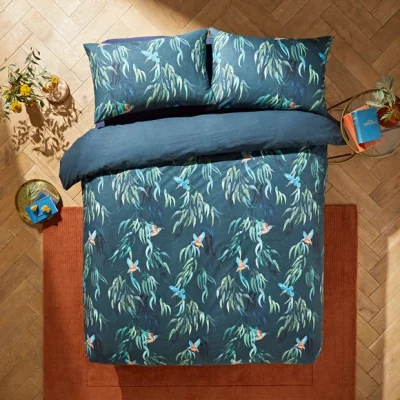 Dunelm Kingfisher Duvet Cover and Pillowcase Set Blue