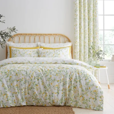 Dunelm Evie Lemons 100% Cotton Duvet Cover & Pillowcase Set