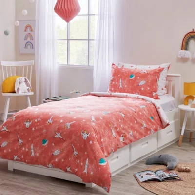 Dunelm Space Explorer Reversible Duvet Cover and Pillowcase Set MultiColoured
