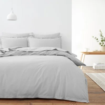 Dunelm 100% Organic Cotton Duvet Cover and Pillowcase Set Grey