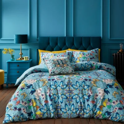 Dunelm Matthew Williamson Heritage Butterfly 200 Thread Count Cotton Green Duvet Cover & Pillowcase Set Green