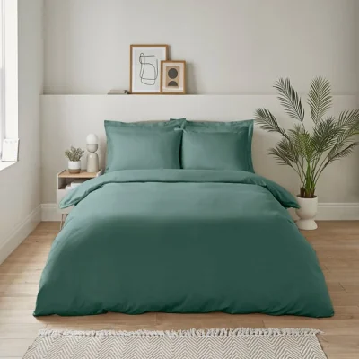 Dunelm Super Soft Microfibre Duvet Cover and Pillowcase Set Forest (Green)