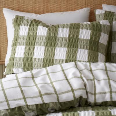Dunelm Catherine Lansfield Olive Gingham Seersucker Duvet Cover and Pillowcase Set Olive (Green)