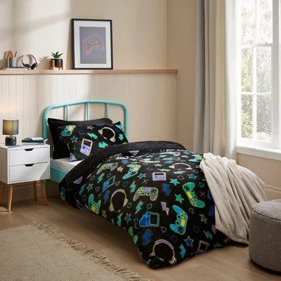 Dunelm Gaming Fleece Duvet Cover and Pillowcase Set