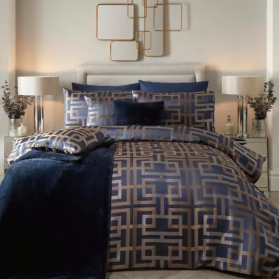 Dunelm Bardon Duvet Cover and Pillowcase Set Navy Navy (Blue)