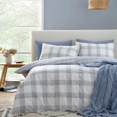 Dunelm Bianca Marlow Check Reversible Duvet Cover & Pillowcase Set