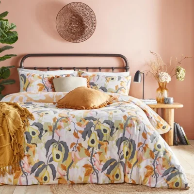 Dunelm furn. Huerta Orange Duvet Cover and Pillowcase Set Orange
