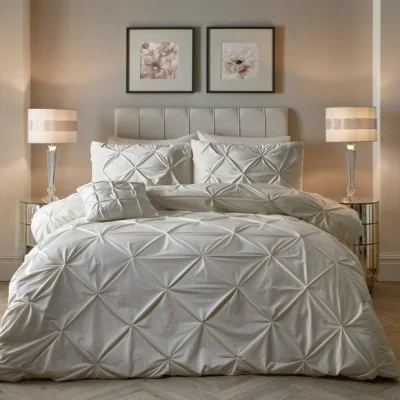 Dunelm Soiree Mira Ivory Duvet Cover and Pillowcase Set Ivory