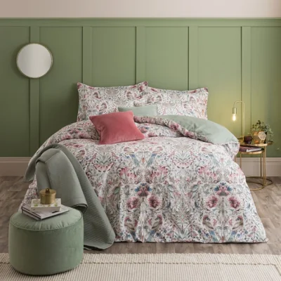 Dunelm Magestic Birds Cream Duvet Cover & Pillowcase Set Cream
