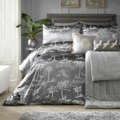 Dunelm Oasis Patterened Duvet Cover and Pillowcase Set Slate Grey Slate (Grey)