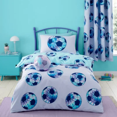 Dunelm Tie Dye Football Purple Reversible Duvet Cover and Pillowcase Set Purple