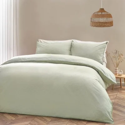 Dunelm Yard Heaton Stripe Khaki Duvet Cover and Pillowcase Set Khaki (Green)