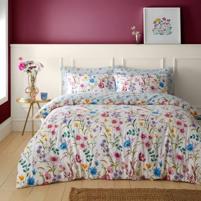Dunelm Foxley Ditsy Floral Brushed Cotton Duvet Cover and Pillowcase Set White