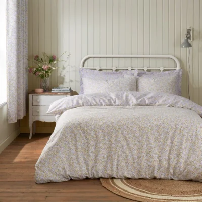 Dunelm Madeline Ditsy Purple Duvet Cover and Pillowcase Set Purple