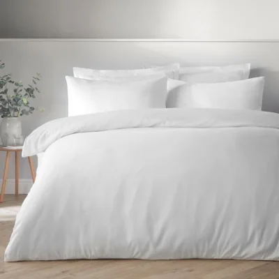 Dunelm Super Soft Plain White Duvet Cover and Pillowcase Set White