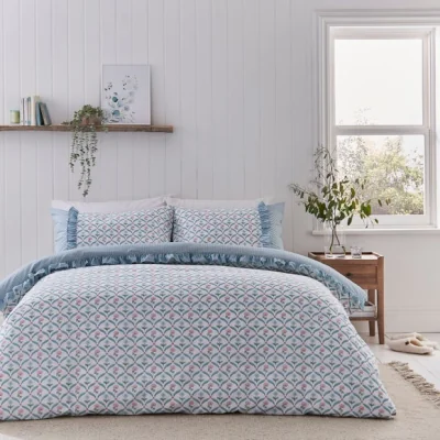 Dunelm Bronwyn Frill Duvet Cover Set Blue