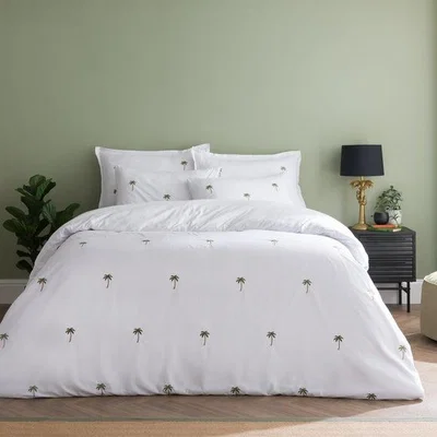Dunelm Palm Tree Embroidery Duvet Cover and Pillowcase Set