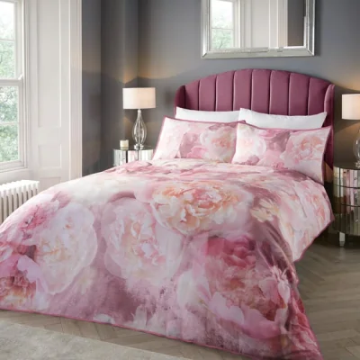 Dunelm Soiree Rose Bloom Pink Duvet Cover and Pillowcase Set Pink