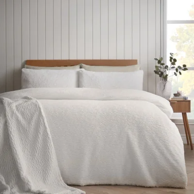 Dunelm Catherine Lansfield Textured Wave Fur Duvet Cover & Pillowcase Set