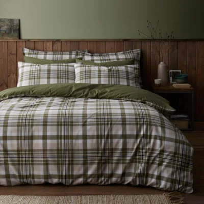 Dunelm Oakley Woven Check 100% Cotton Duvet Cover & Pillowcase Set