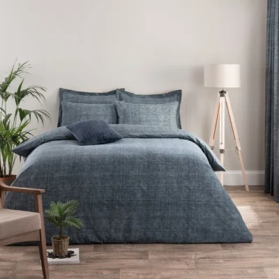 Dunelm Grayson Pacific Duvet Cover and Pillowcase Set Pacific Blue