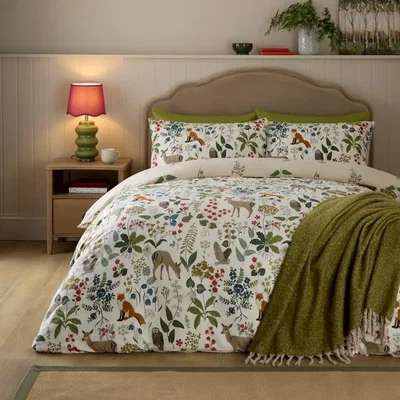 Dunelm Woodland Wonders 100% Brushed Cotton Duvet Cover & Pillowcase Set