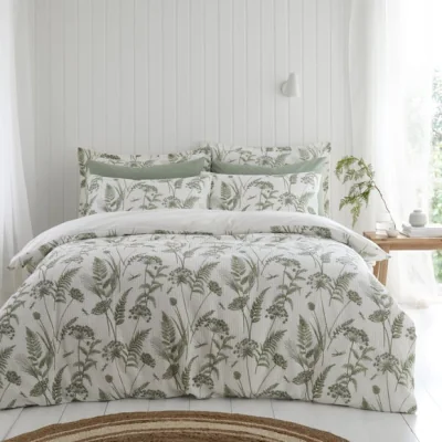 Dunelm Garden Sprigs Waffle 100% Cotton Duvet Cover & Pillowcase Set