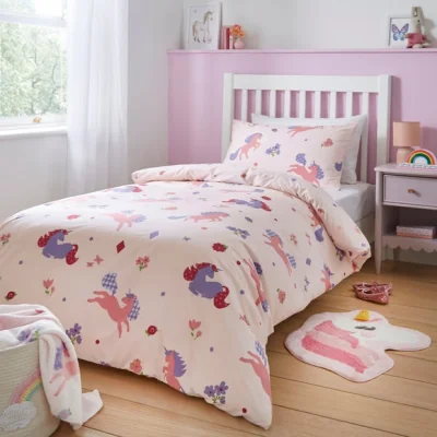 Dunelm Unicorn Reversible Duvet Cover & Pillowcase Set