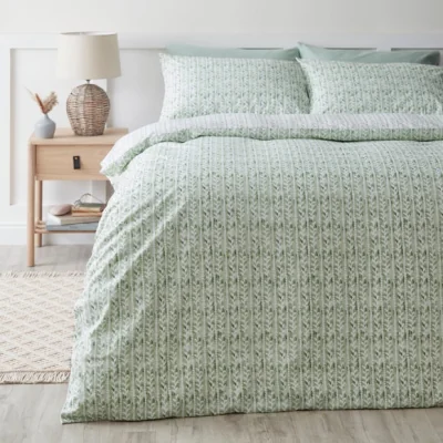 Dunelm Saskia Green Duvet Cover and Pillowcase Set Green