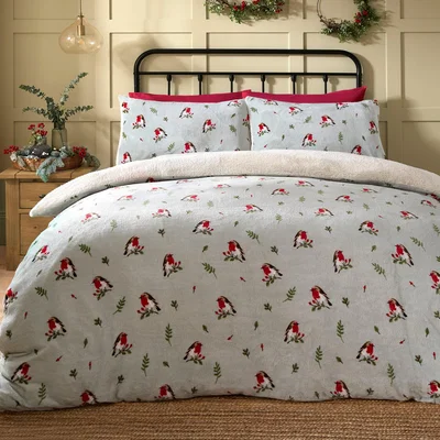 Dunelm Winter Robin Duvet Cover & Pillowcase Set