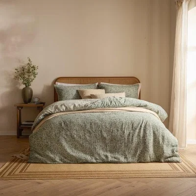 Dunelm Yard Perrie Leaf 100% Cotton Duvet Cover and Pillowcase Set