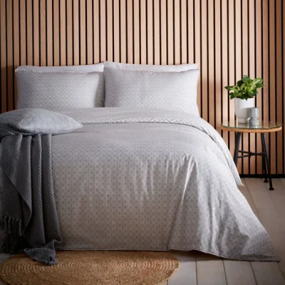 Dunelm Orson Geometric Duvet Cover and Pillowcase Set Silver Silver