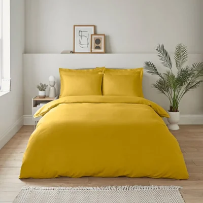 Dunelm Super Soft Yellow Duvet Cover & Pillowcase Set Yellow