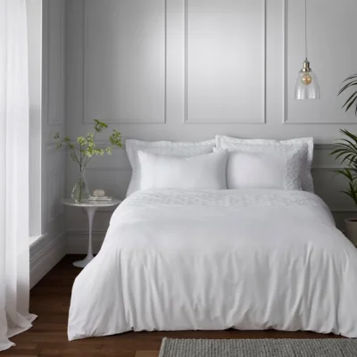 Dunelm Skyler White Duvet Cover and Pillowcase Set White