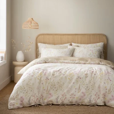 Dunelm Lucia Floral Muslin 100% Cotton Duvet Cover & Pillowcase Set