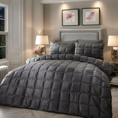 Dunelm Brighton Square Duvet Cover and Pillowcase Set Slate Grey Slate (Grey)