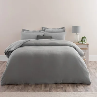 Dunelm Alston Waffle Charcoal Duvet Cover and Pillowcase Set Charcoal