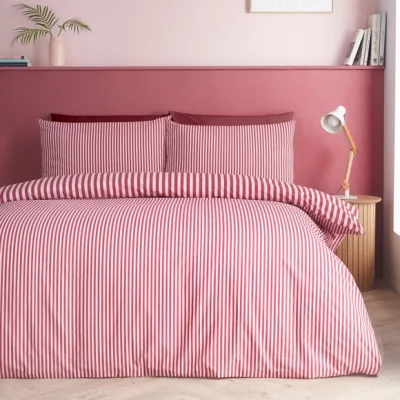 Dunelm Catherine Lansfield Epping Textured Stripe Quilt Cover & Pillowcase Set