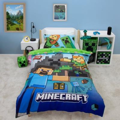 Dunelm Minecraft Levels Polycotton Duvet Cover & Pillowcase Set