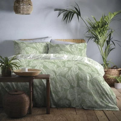 Dunelm Fusion Matteo Reversible Duvet Cover and Pillowcase Set Green