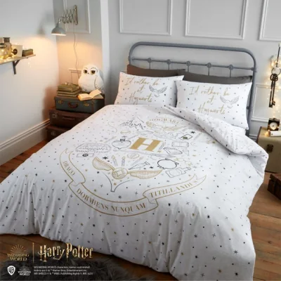 Dunelm Harry Potter Hogwarts Duvet Cover and Pillowcase Set Grey