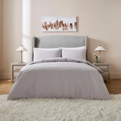 Dunelm Hotel Cotton 200 Thread Count Duvet Cover and Pillowcase Set Silver