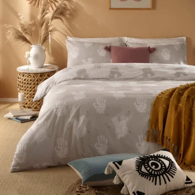Dunelm furn. Be Kind Grey Duvet Cover & Pillowcase Set Grey/White