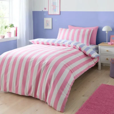 Dunelm Bold Stripe Cotton Quilt Cover and Pillowcase Set