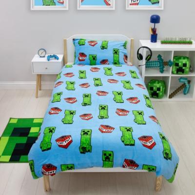 Dunelm Minecraft Fleece Duvet Cover & Pillowcase Set