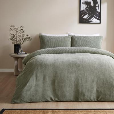 Dunelm Felix Corduroy Duvet Cover and Pillowcase Set Olive (Green)