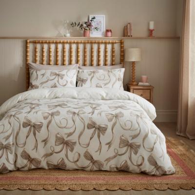 Dunelm Bows Fleece Duvet Cover and Pillowcase Set